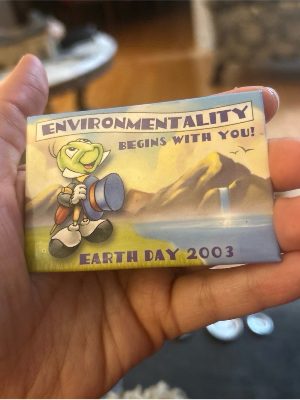 Disney Earth Day 2003Environmentality Jiminy Cricket Cast Member 2.5”Pin Button